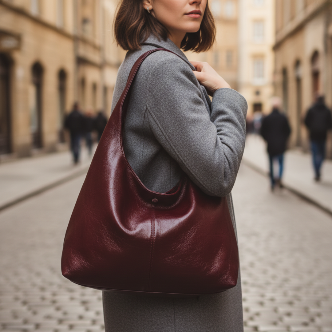 Borsa a spalla hobo grande da donna in pelle sintetica
