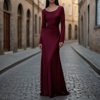 Elegante vestito lungo da donna in poliestere | Raffinato abito da sera nero