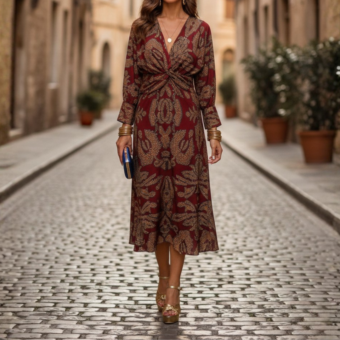 Long Ceremony Dress for Women with V-Neck