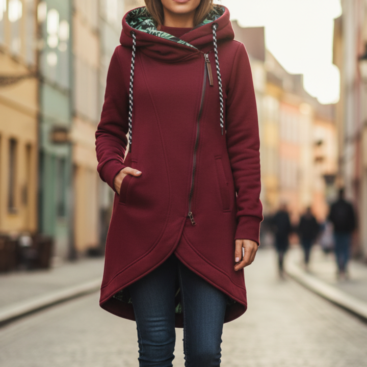 Women's Hooded Zip Jacket - Casual Winter Jacket