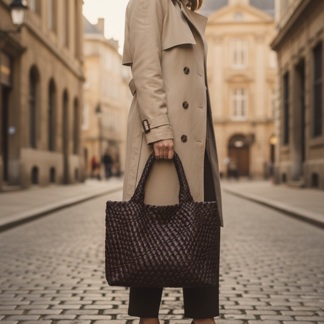 Borsa tote intrecciata in pelle da donna