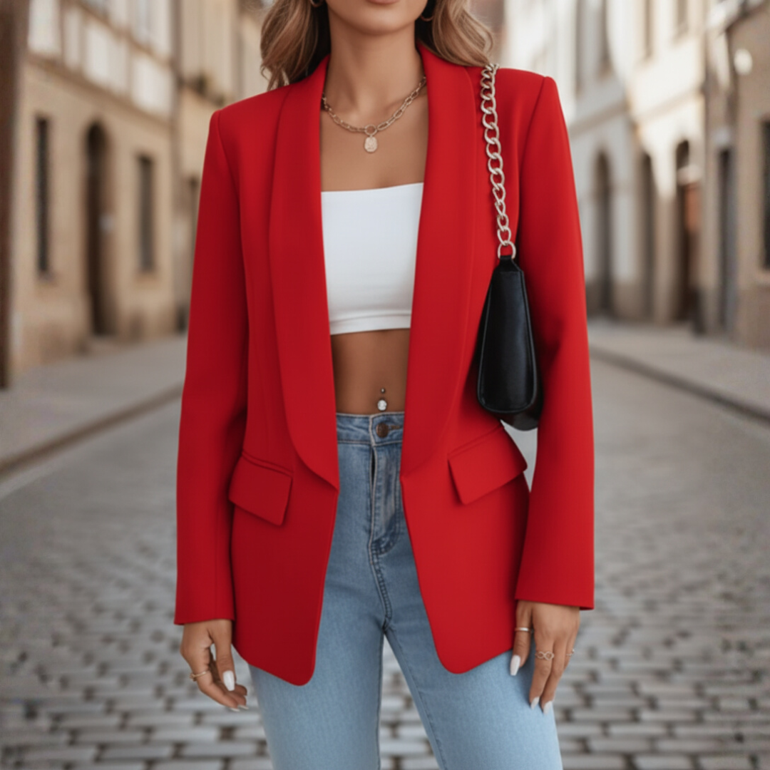 Women's Stretch Fabric Jacket with Long Sleeves and Pockets