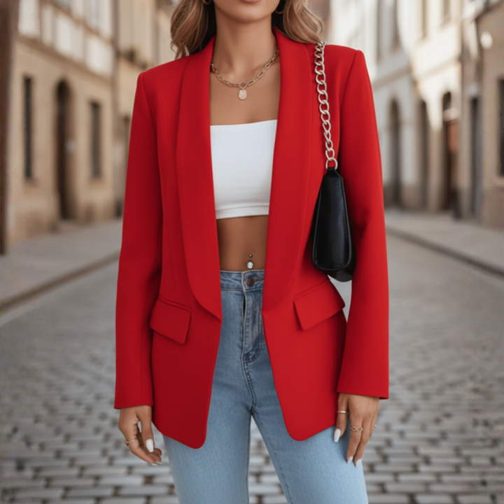 Giacca da donna in tessuto elasticizzato con maniche lunghe e tasche