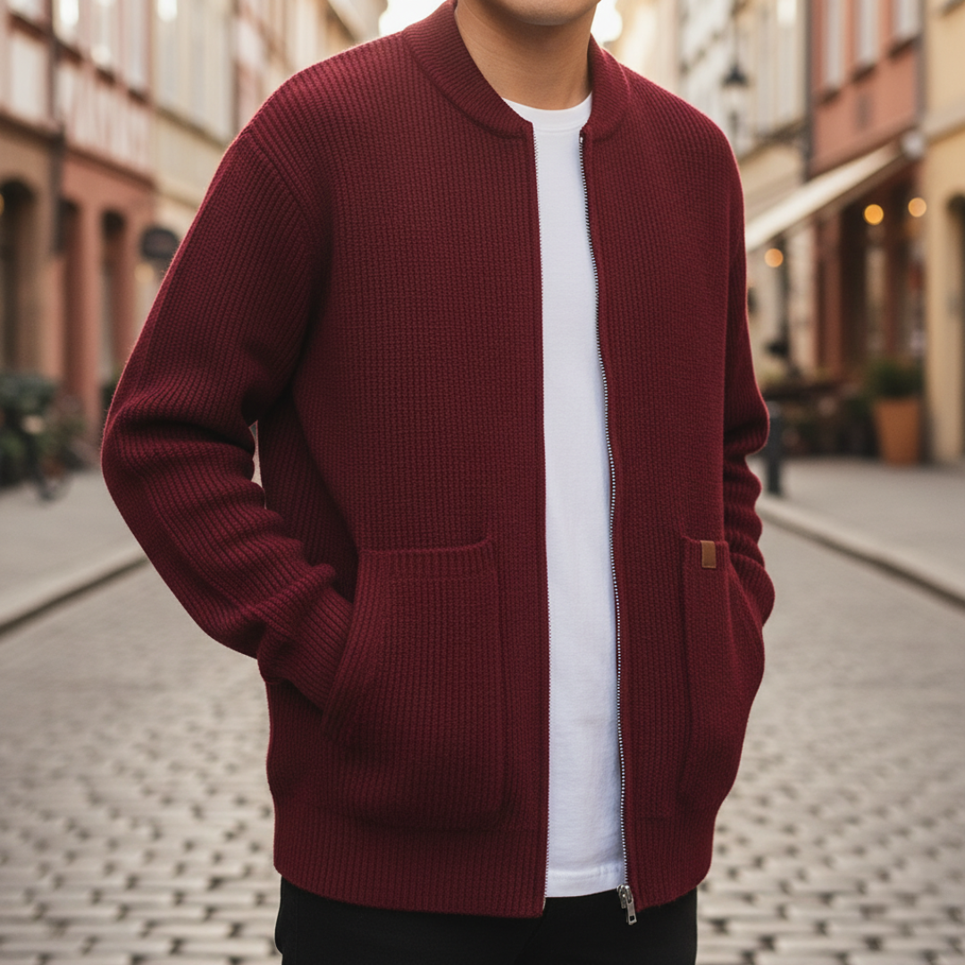 Men's High Neck Cardigan