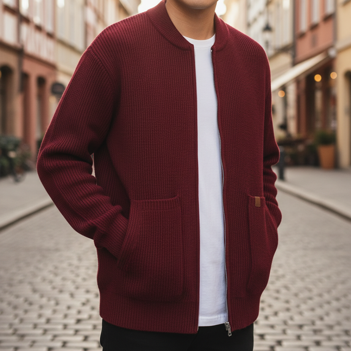 Men's High Neck Cardigan
