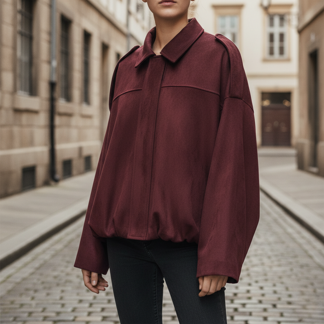 Elegant Oversized Women's Jacket in Mixed Fabric