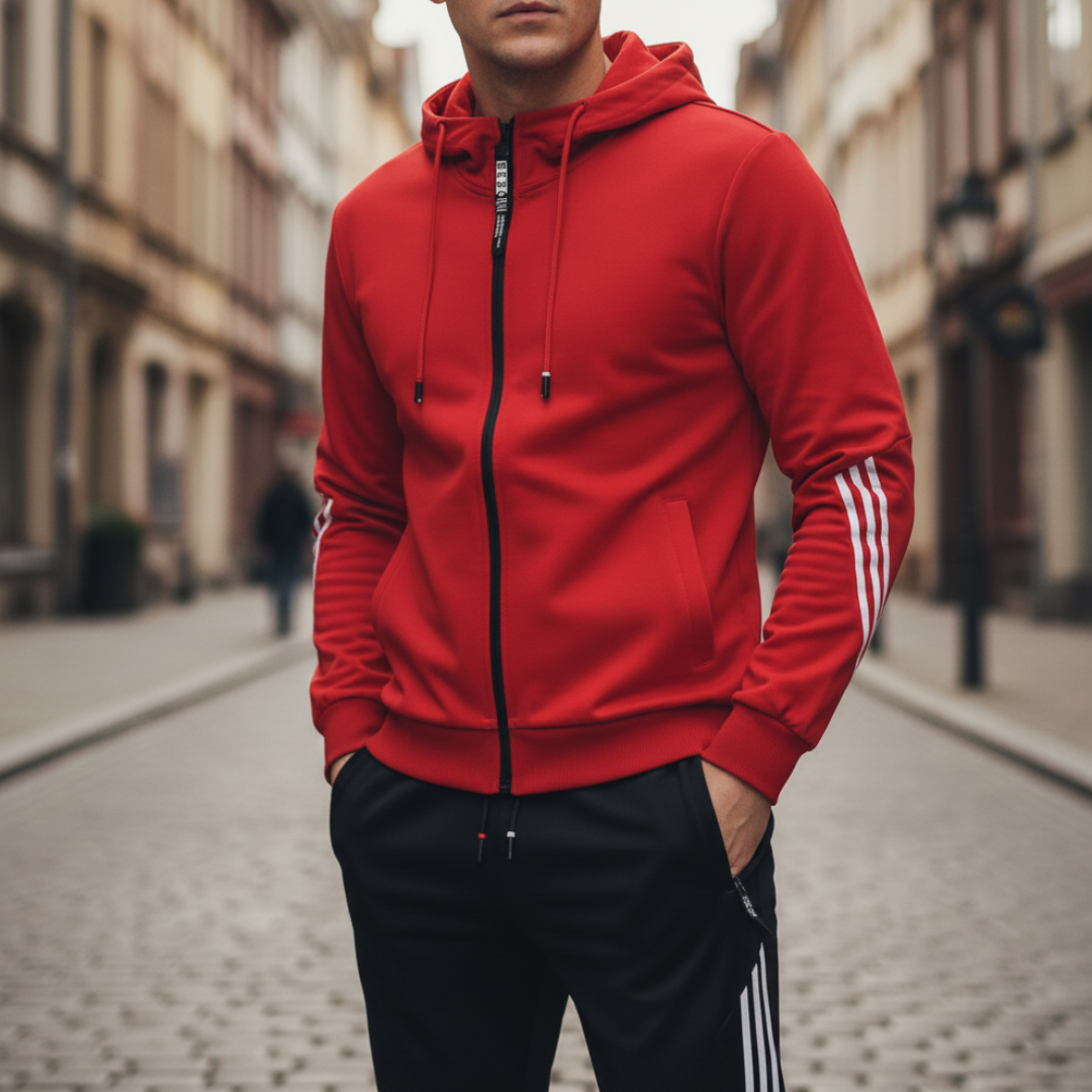 Men's Sports Tracksuit with Zip in Mixed Fibers