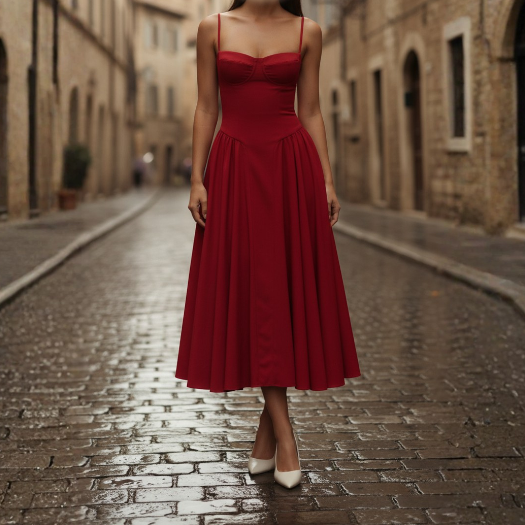 Women’s Midi Bodycon Dress with Corset Bodice