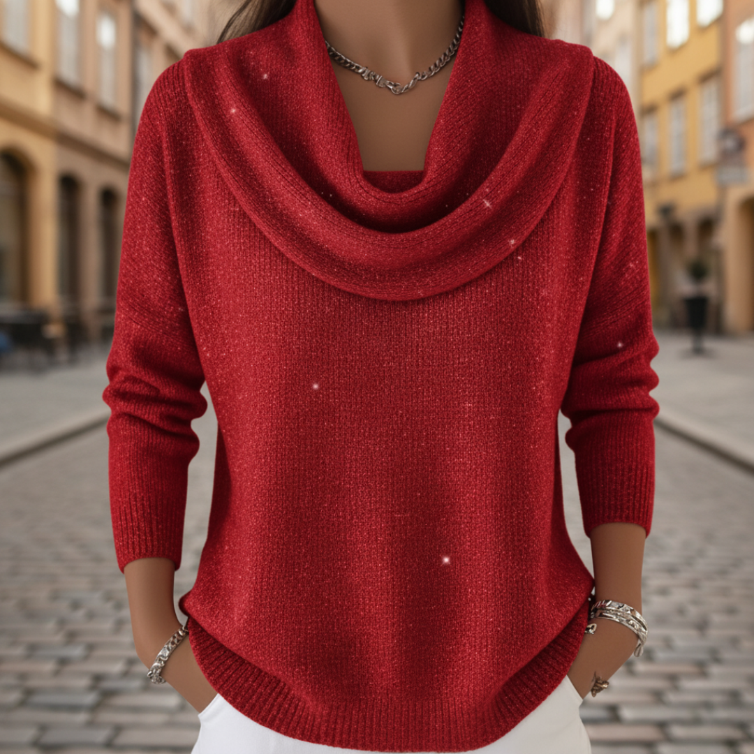 Women's Lurex Sweater with High Neck