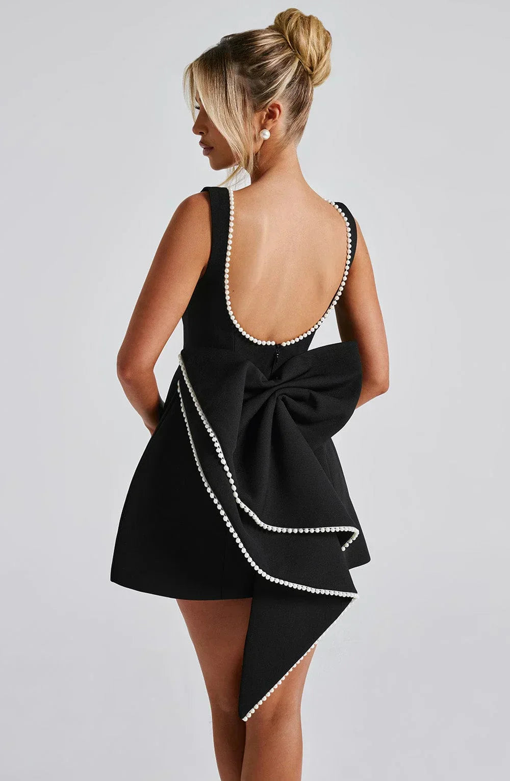 Women's Satin Sleeveless Dress with Decorative Bow