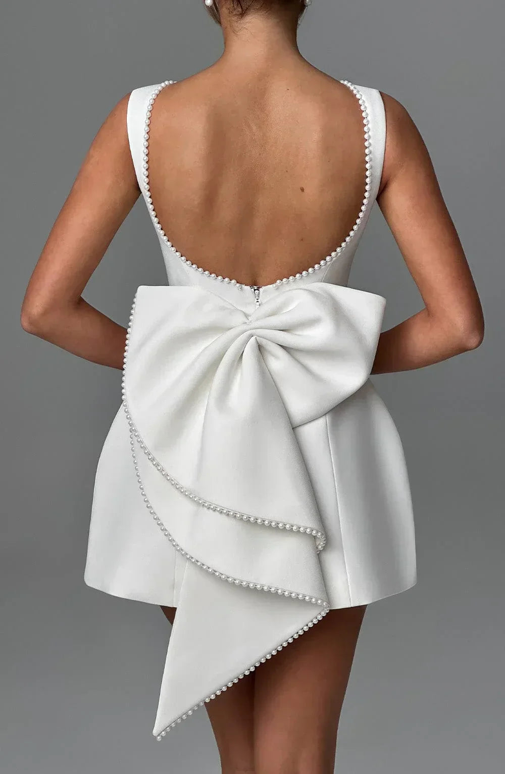Women's Satin Sleeveless Dress with Decorative Bow