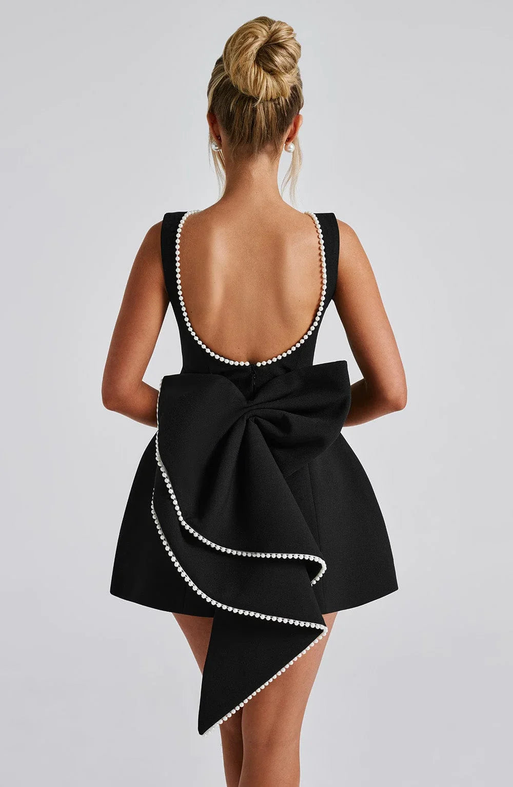 Women's Satin Sleeveless Dress with Decorative Bow
