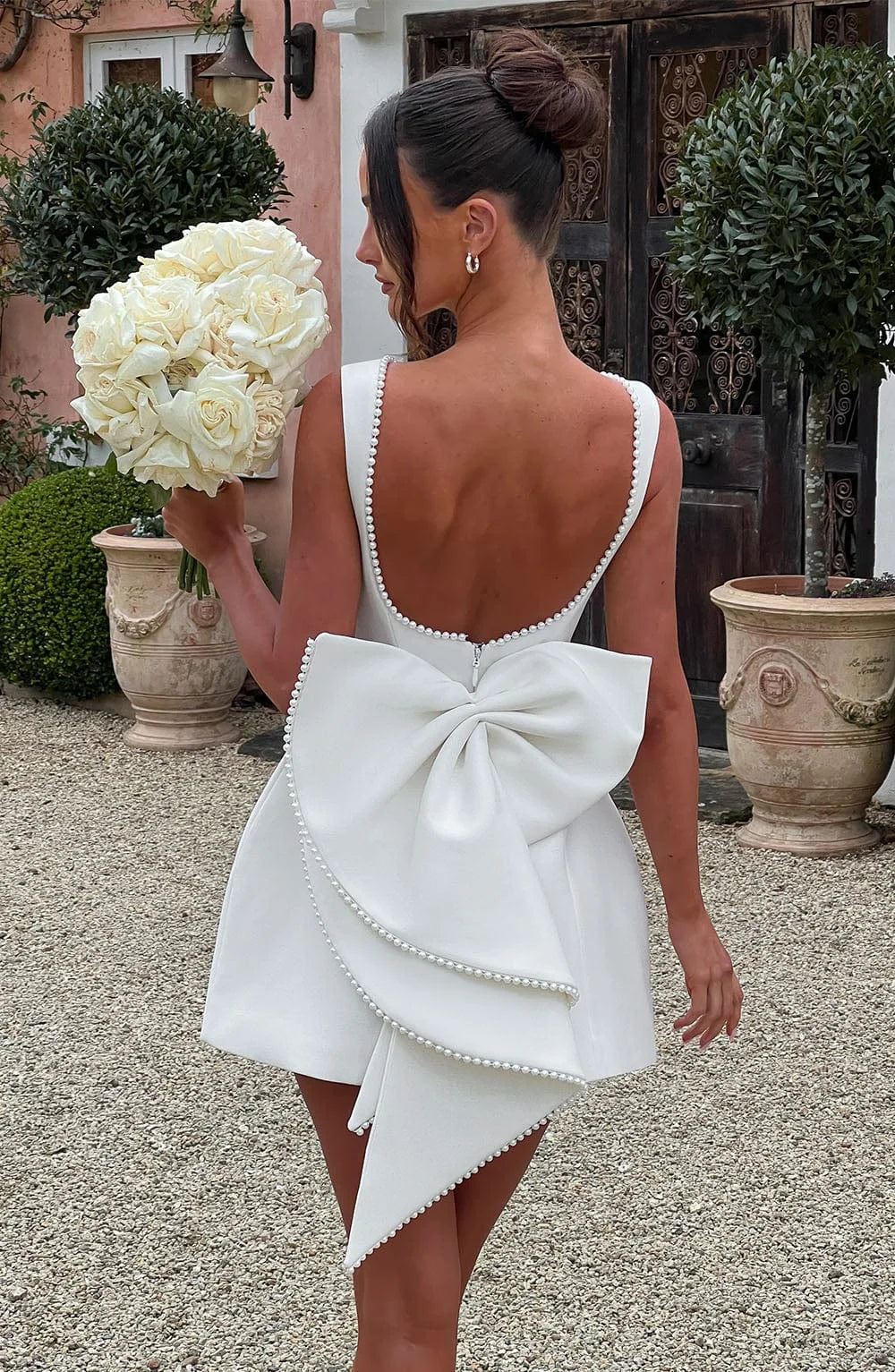 Women's Satin Sleeveless Dress with Decorative Bow