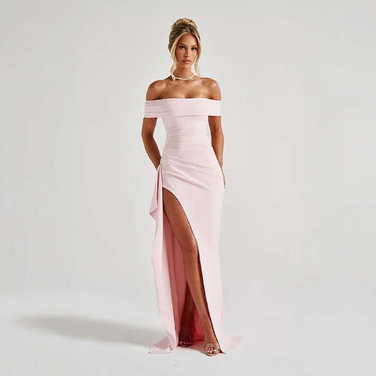 Women's Satin Long Dress | Elegant Off-the-Shoulder Evening Gown 1