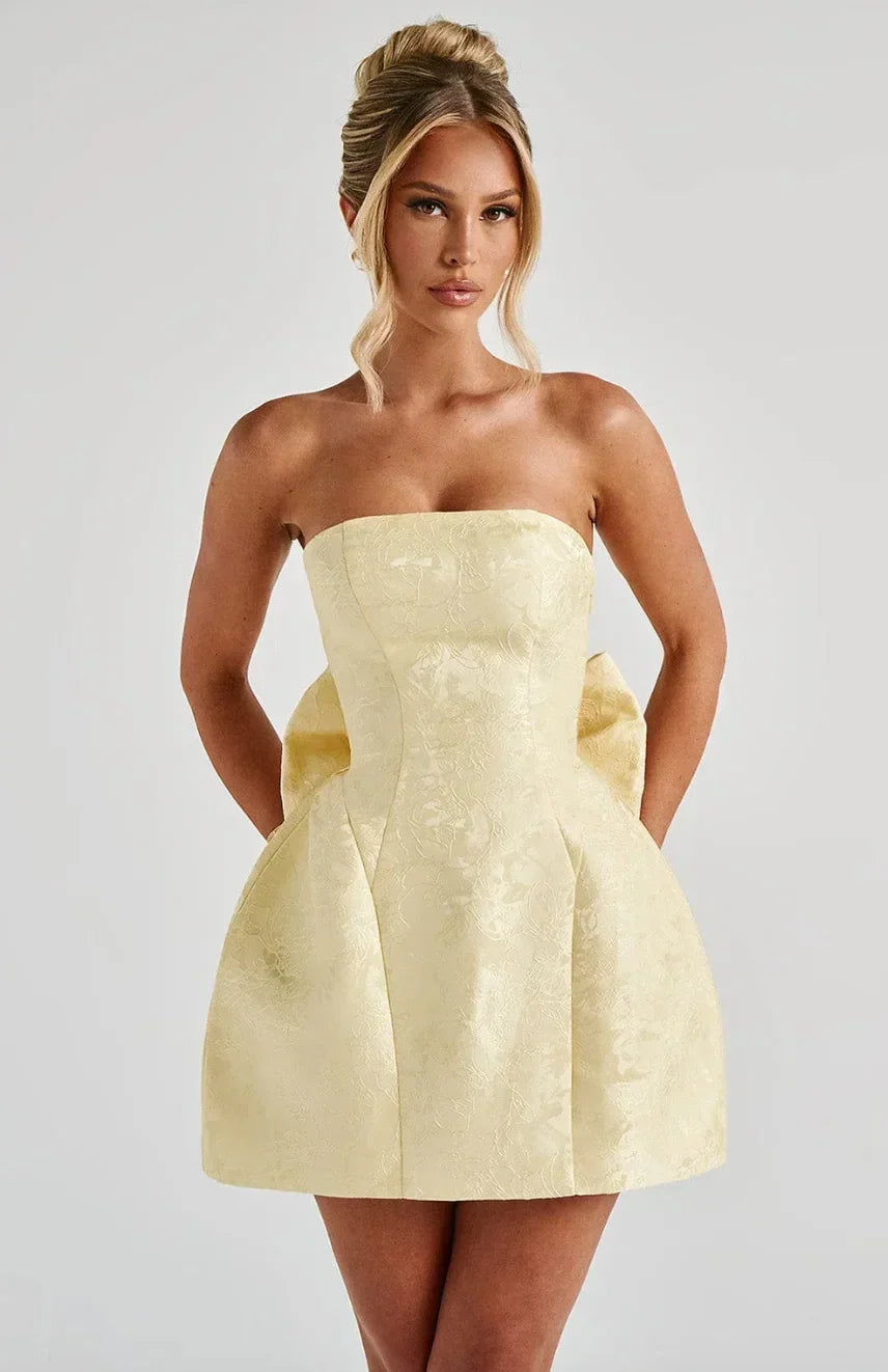 Women's Sleeveless Jacquard Dress with V-Neck – Ceremony