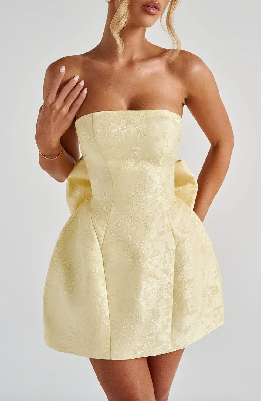 Women's Sleeveless Jacquard Dress with V-Neck – Ceremony