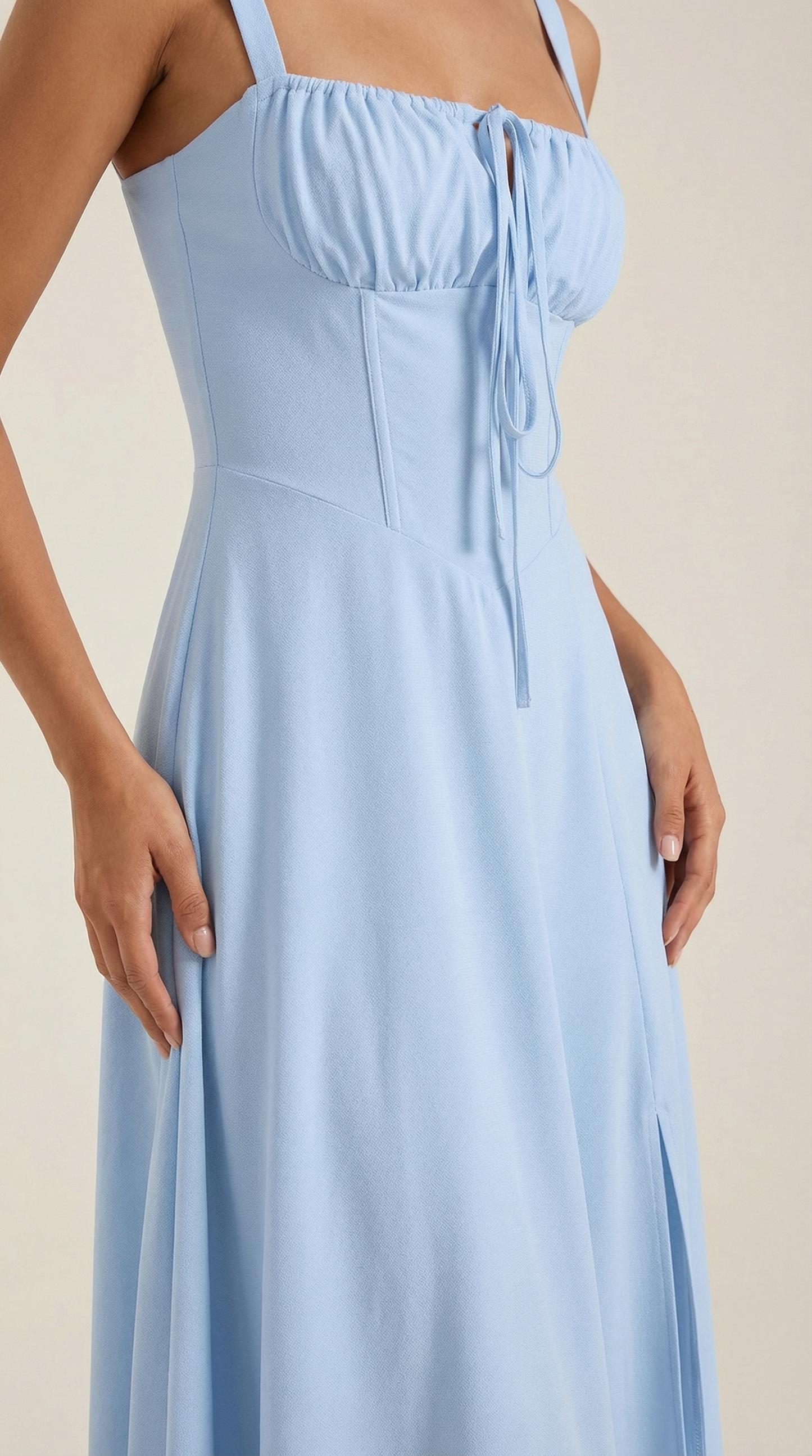 Women's Velvet Sleeveless Midi Dress with V-Neck