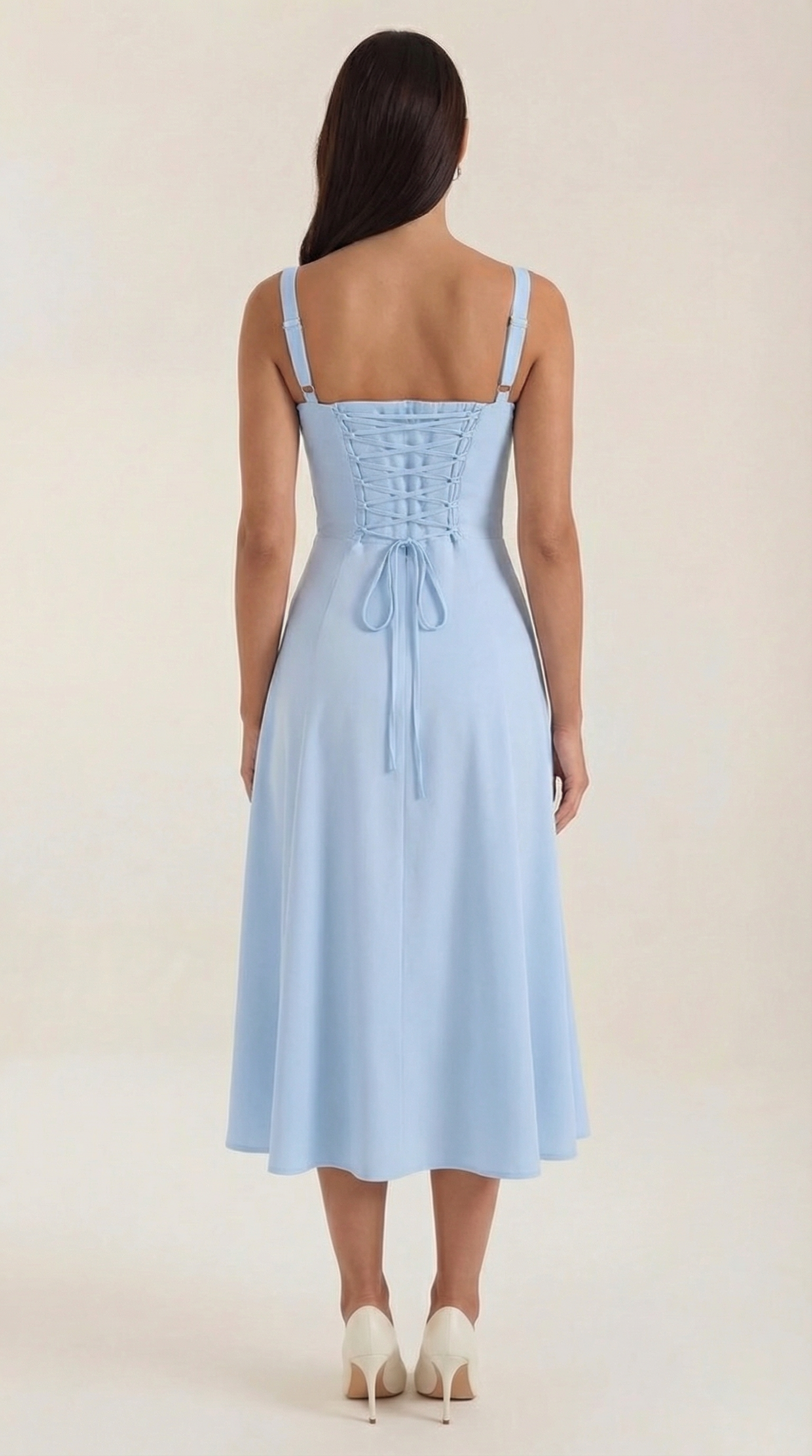Women's Velvet Sleeveless Midi Dress with V-Neck