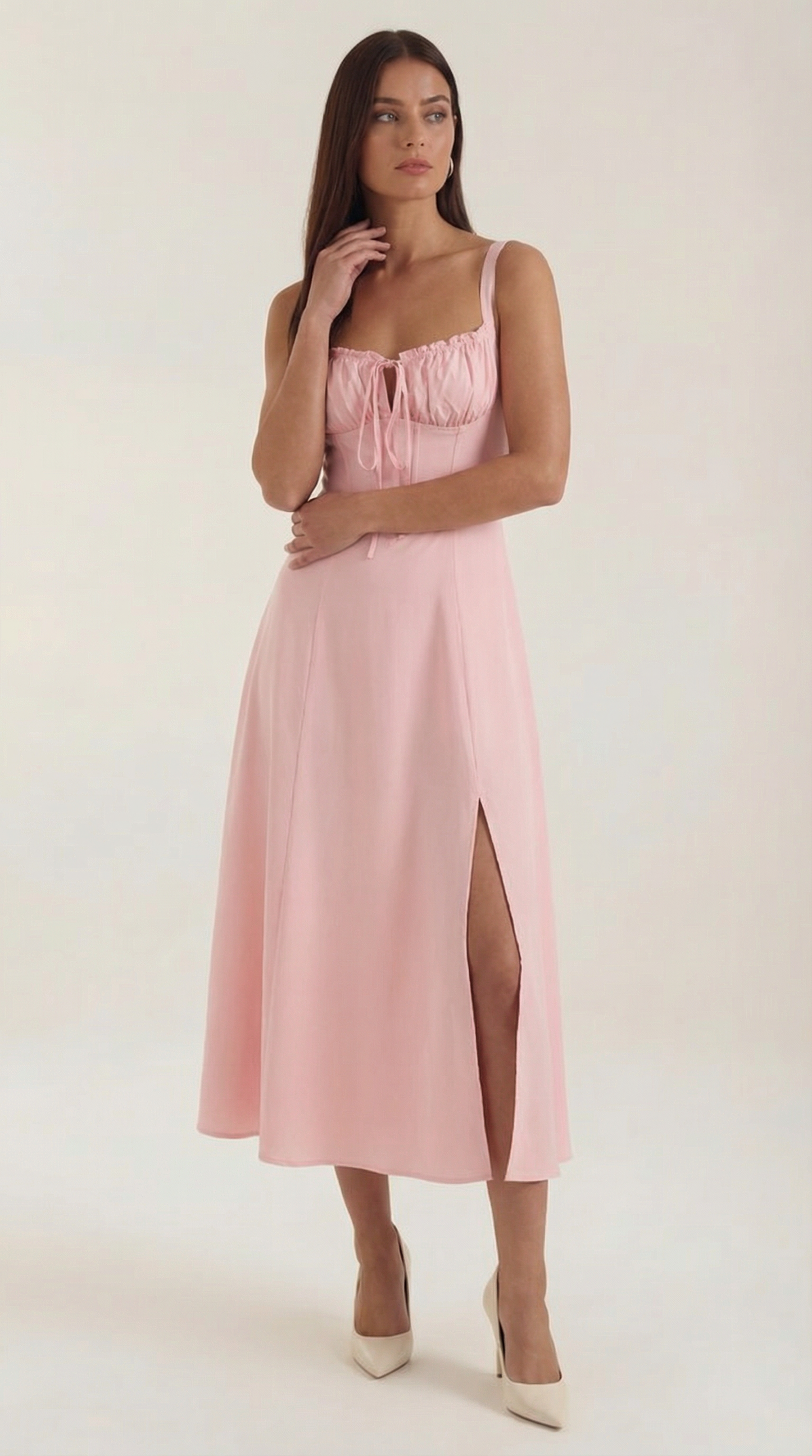 Women's Velvet Sleeveless Midi Dress with V-Neck