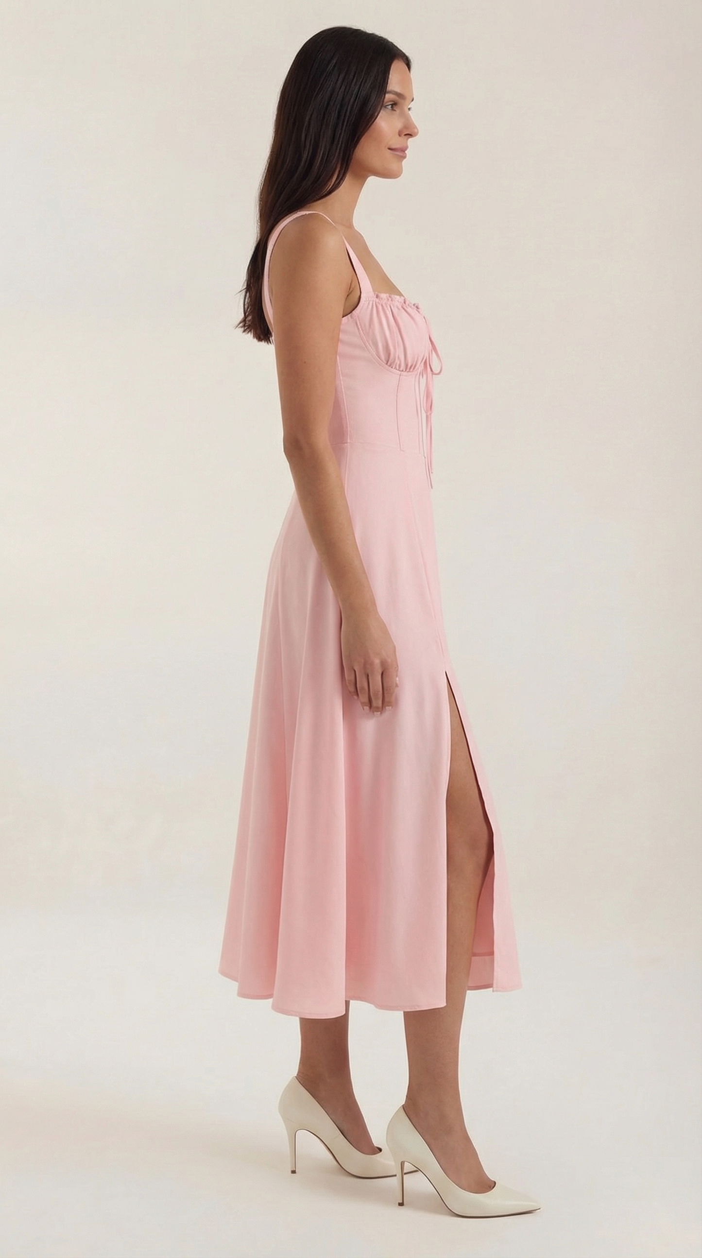 Women's Velvet Sleeveless Midi Dress with V-Neck