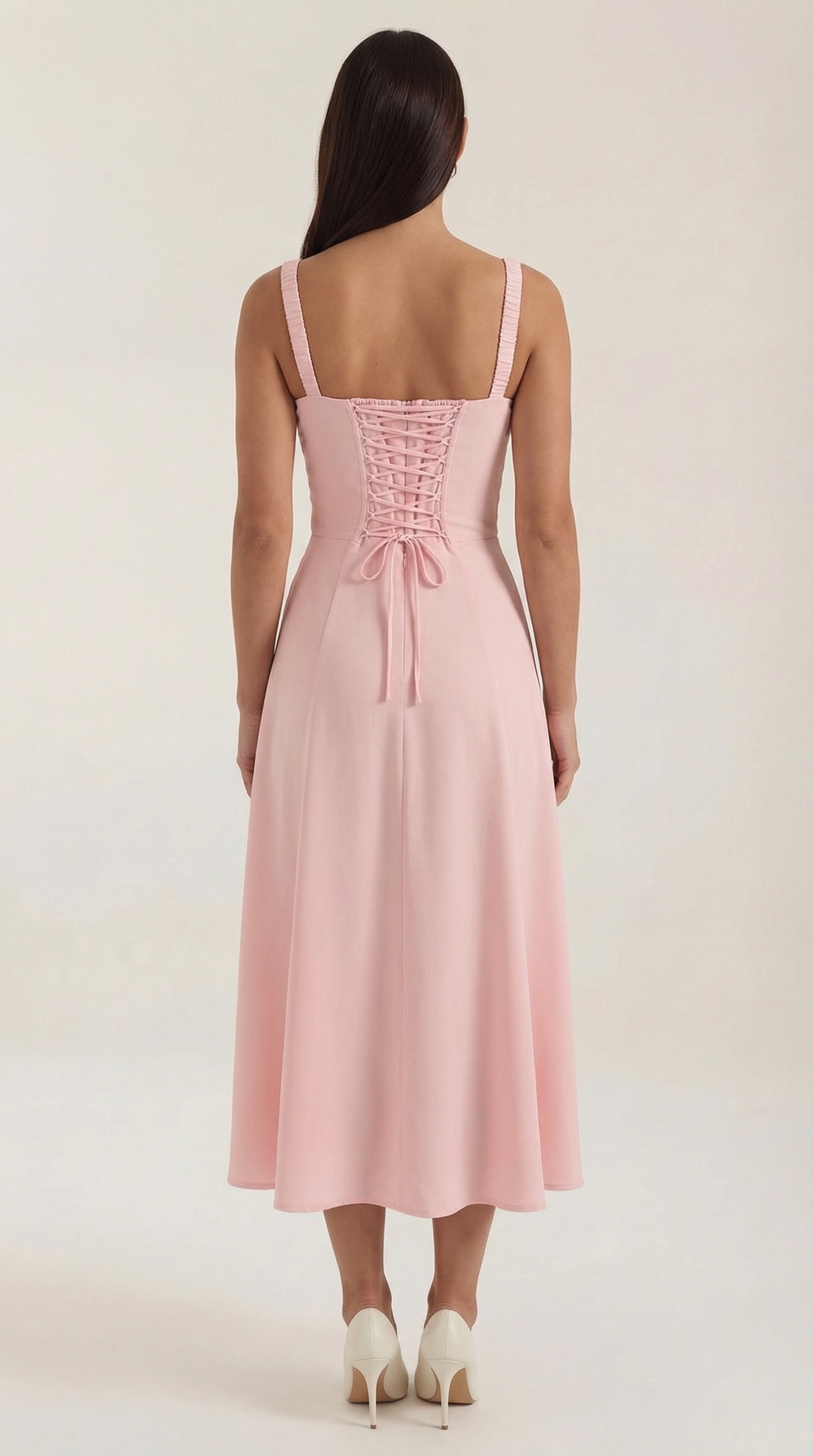 Women's Velvet Sleeveless Midi Dress with V-Neck