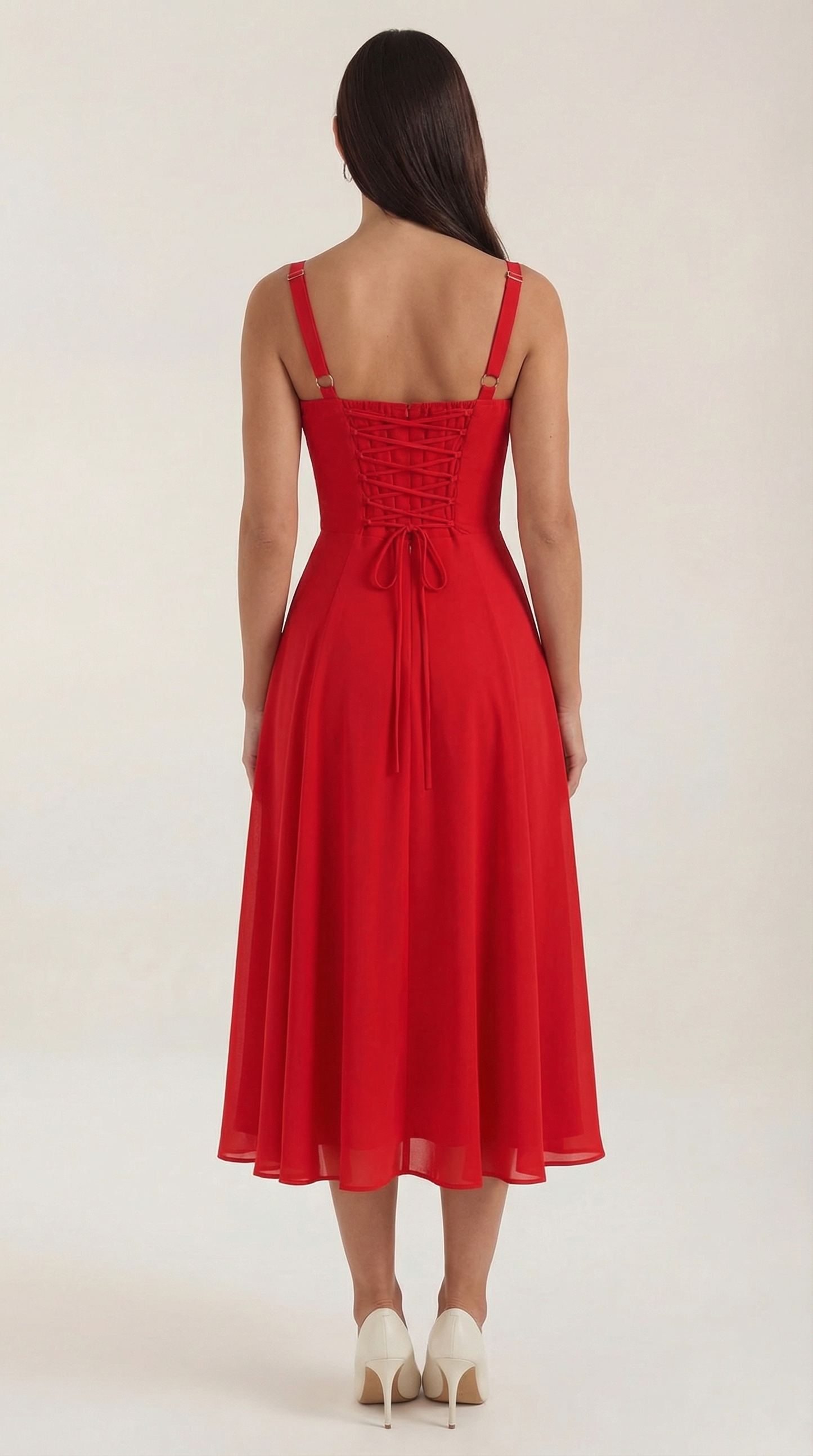 Women's Velvet Sleeveless Midi Dress with V-Neck