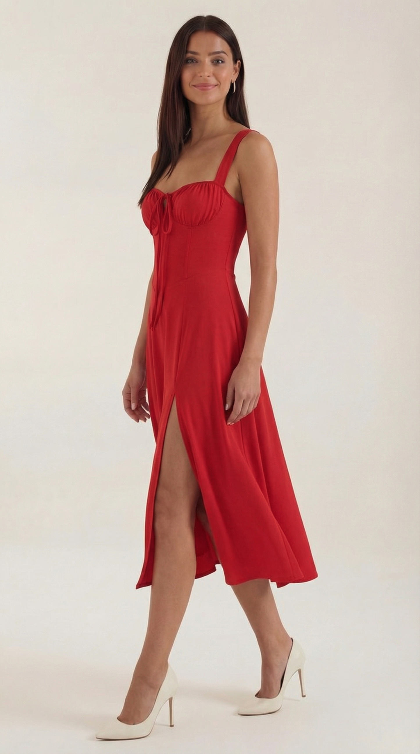 Women's Velvet Sleeveless Midi Dress with V-Neck
