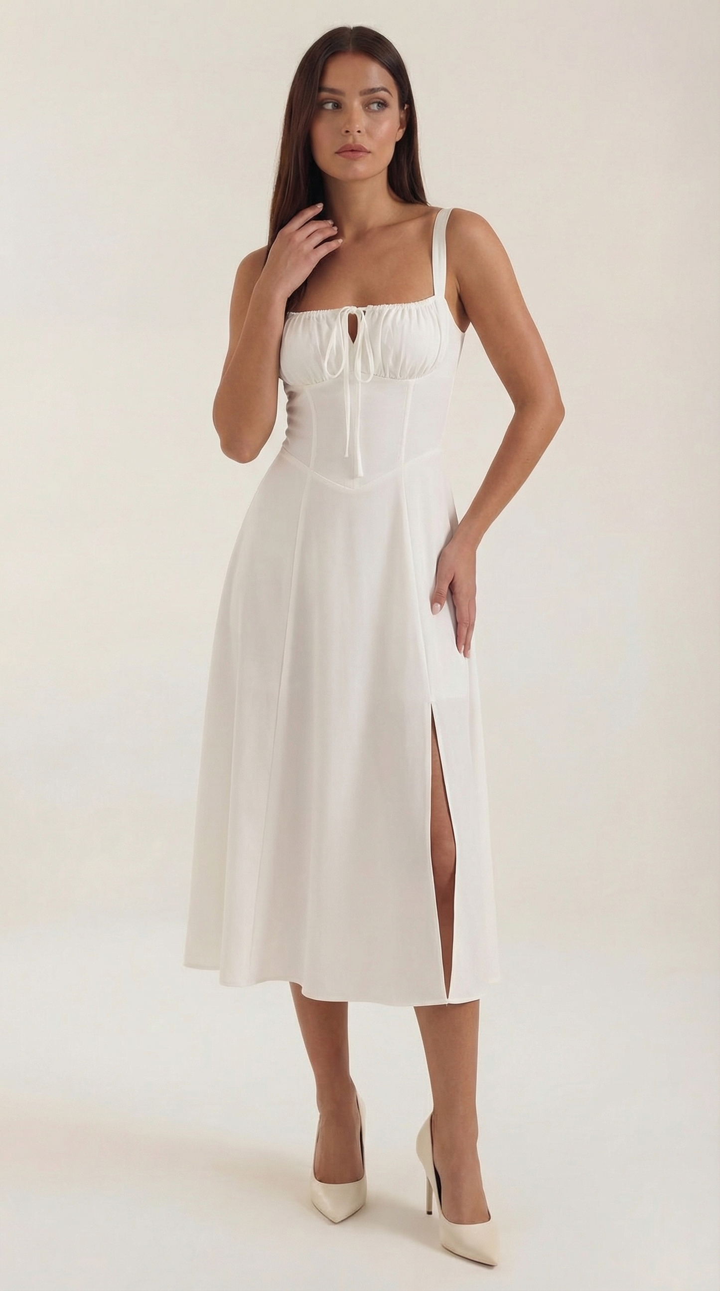 Women's Velvet Sleeveless Midi Dress with V-Neck