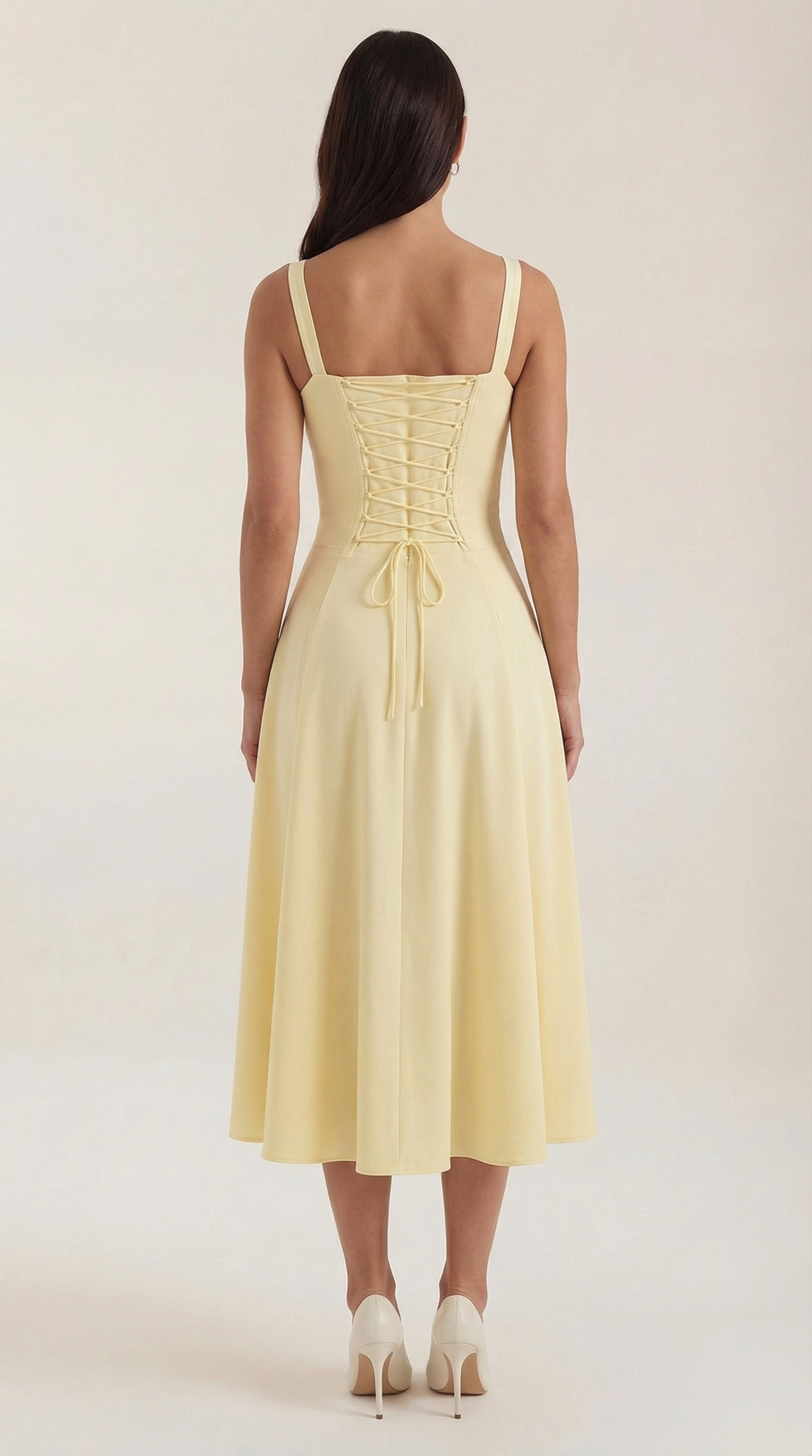 Women's Velvet Sleeveless Midi Dress with V-Neck