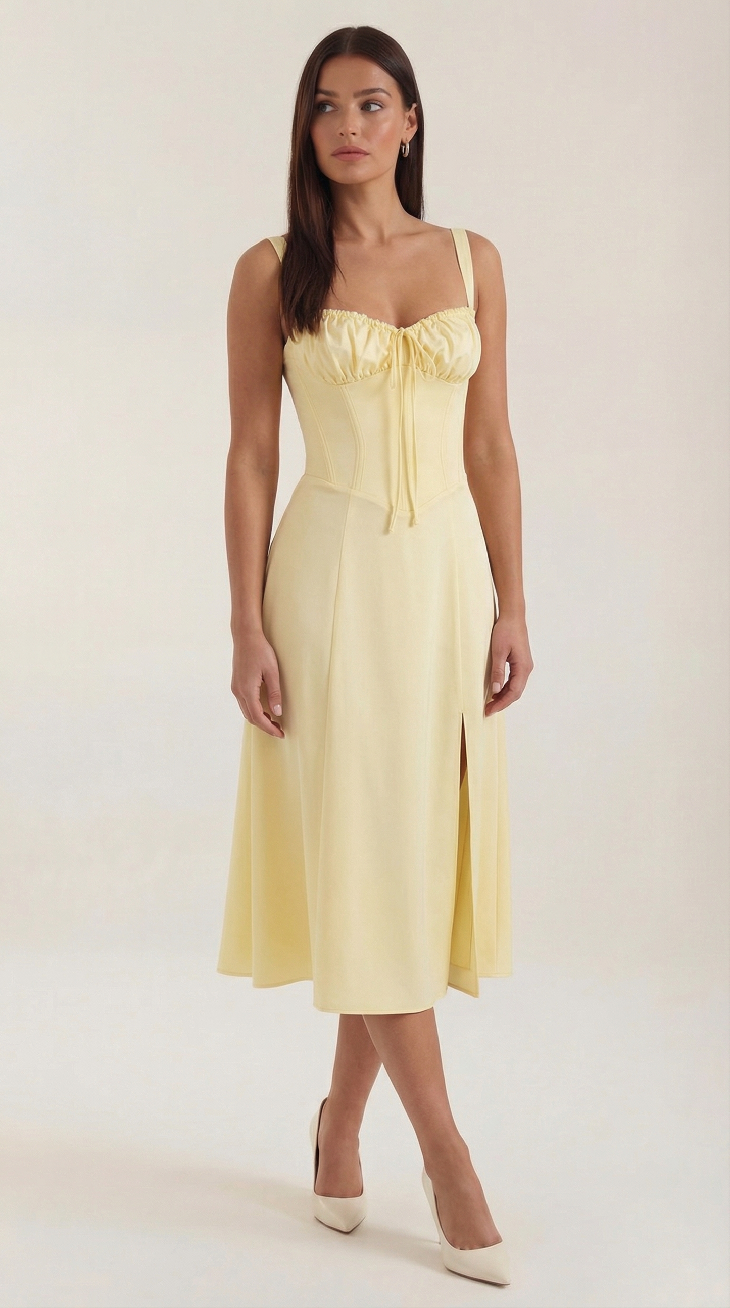 Women's Velvet Sleeveless Midi Dress with V-Neck