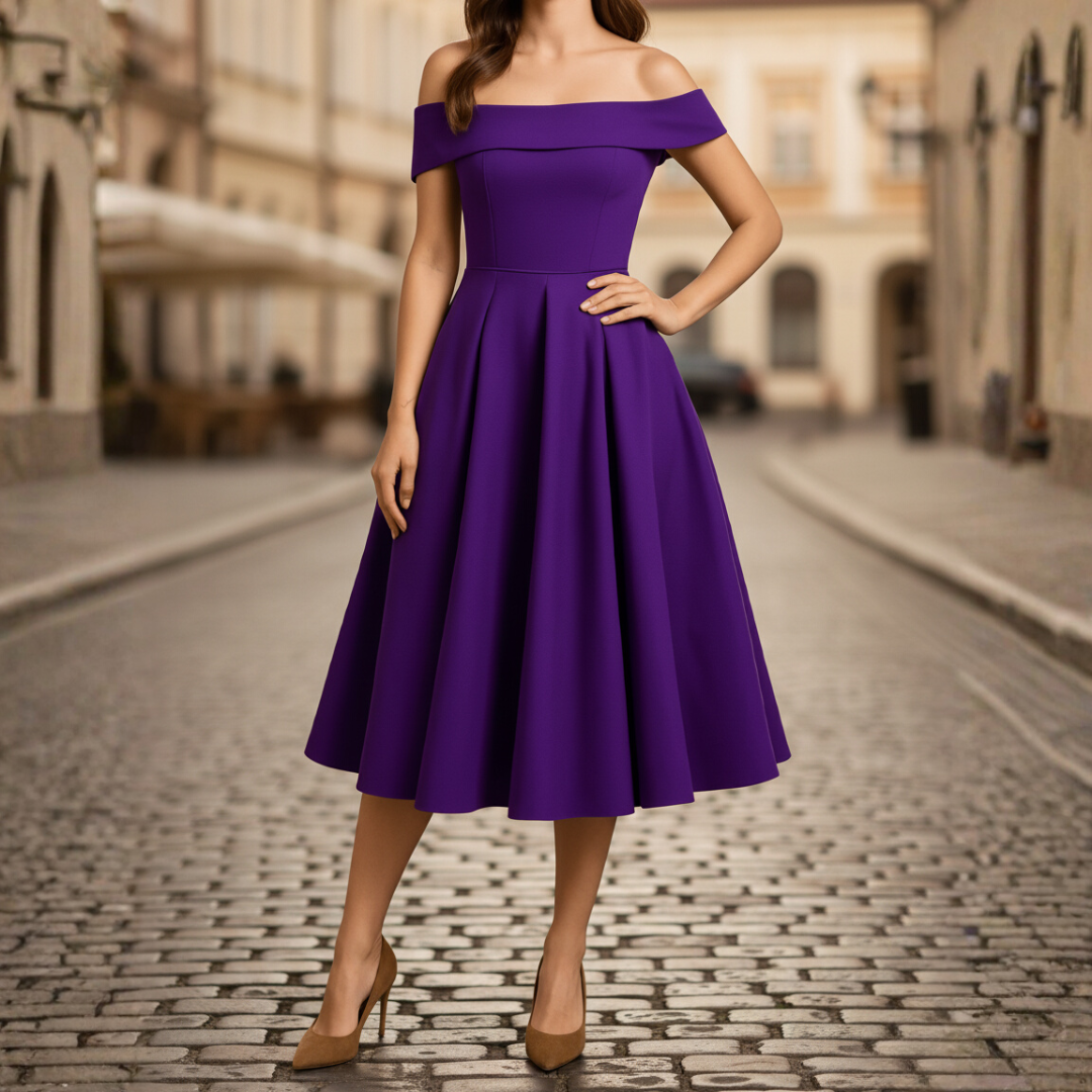 Women's Strapless Dress with Flared Skirt