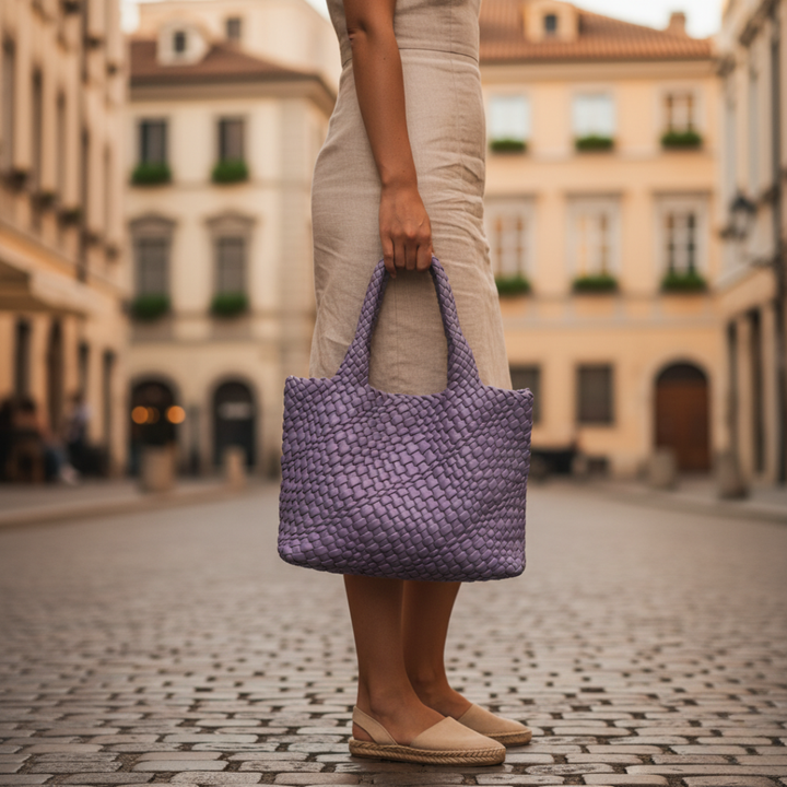 Borsa tote intrecciata in pelle da donna