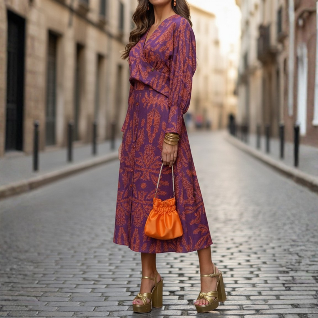 Long Ceremony Dress for Women with V-Neck