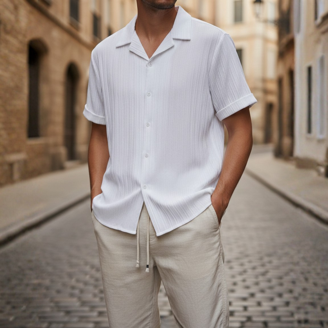 Men's Summer Coordinated Ribbed Shirt and Pants Set
