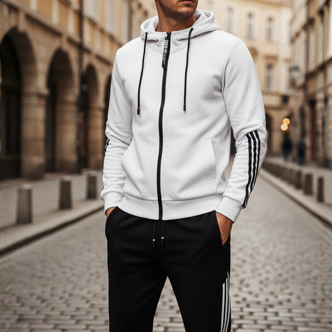 Men's Sports Tracksuit with Zip in Mixed Fibers