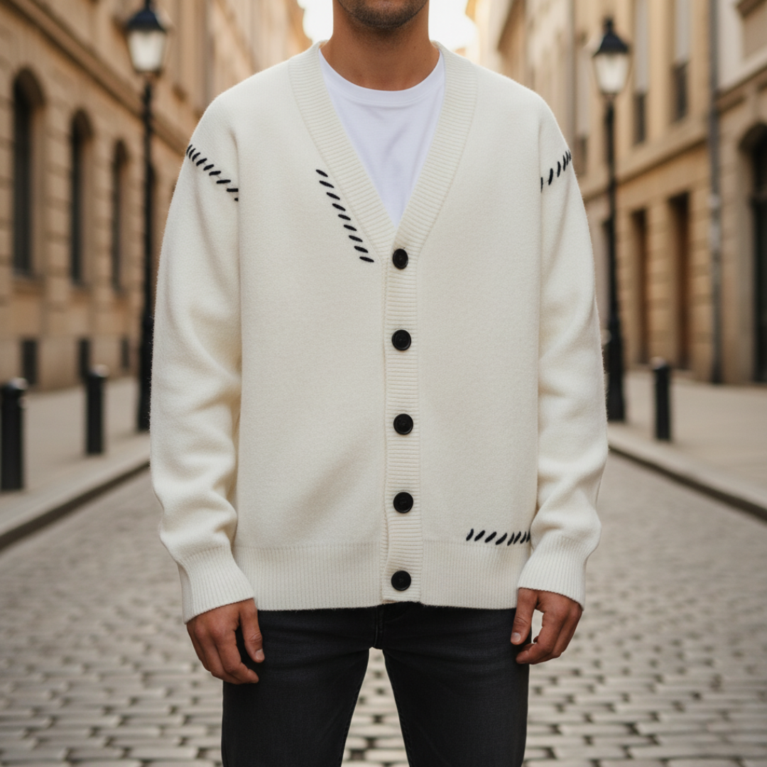 Men's Fabric Cardigan with Buttons