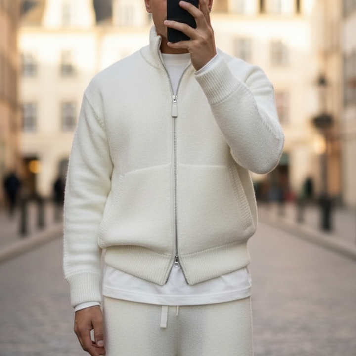 Men's Wool Knit Zip Jacket