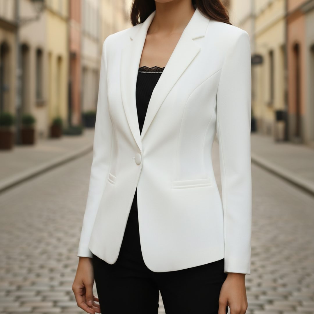 Women's Slim Fit Blazer Jacket with Single Button