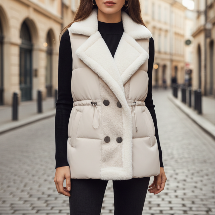 Women's Padded Gilet with Faux Fur Collar