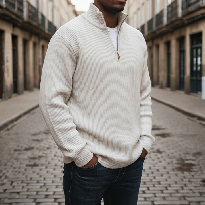 Men's High Neck Zip Sweater
