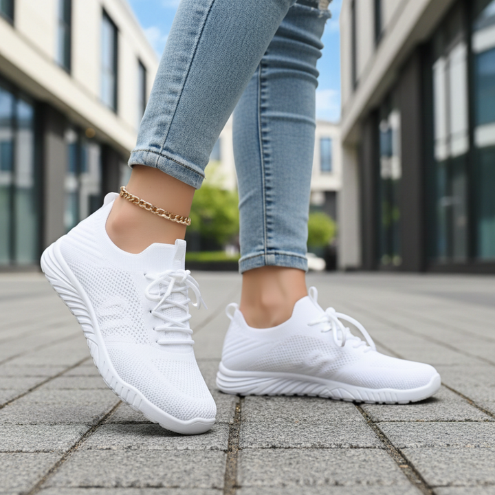 Scarpe da passeggio da donna con lacci in mesh traspirante