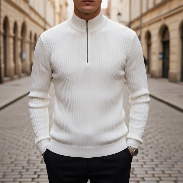 Men's Merino Wool Long Sleeve Polo with Zip