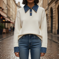 Maglione da donna con colletto in denim