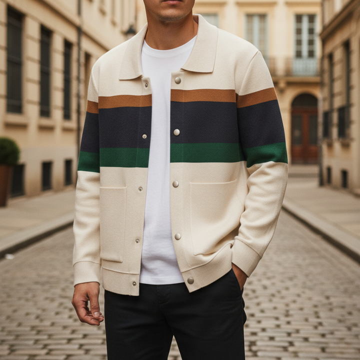 Men's Checkered Cardigan with Collar – Winter Jacket