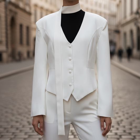 Women's Fitted Blazer with V-Neck