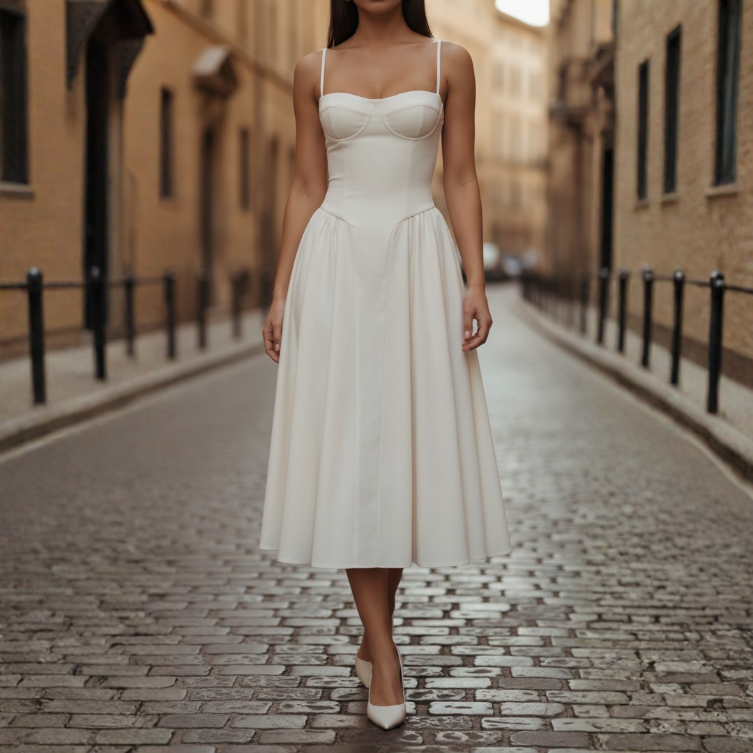 Women’s Midi Bodycon Dress with Corset Bodice