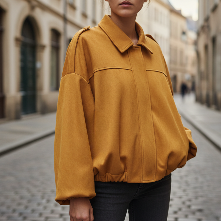 Elegant Oversized Women's Jacket in Mixed Fabric