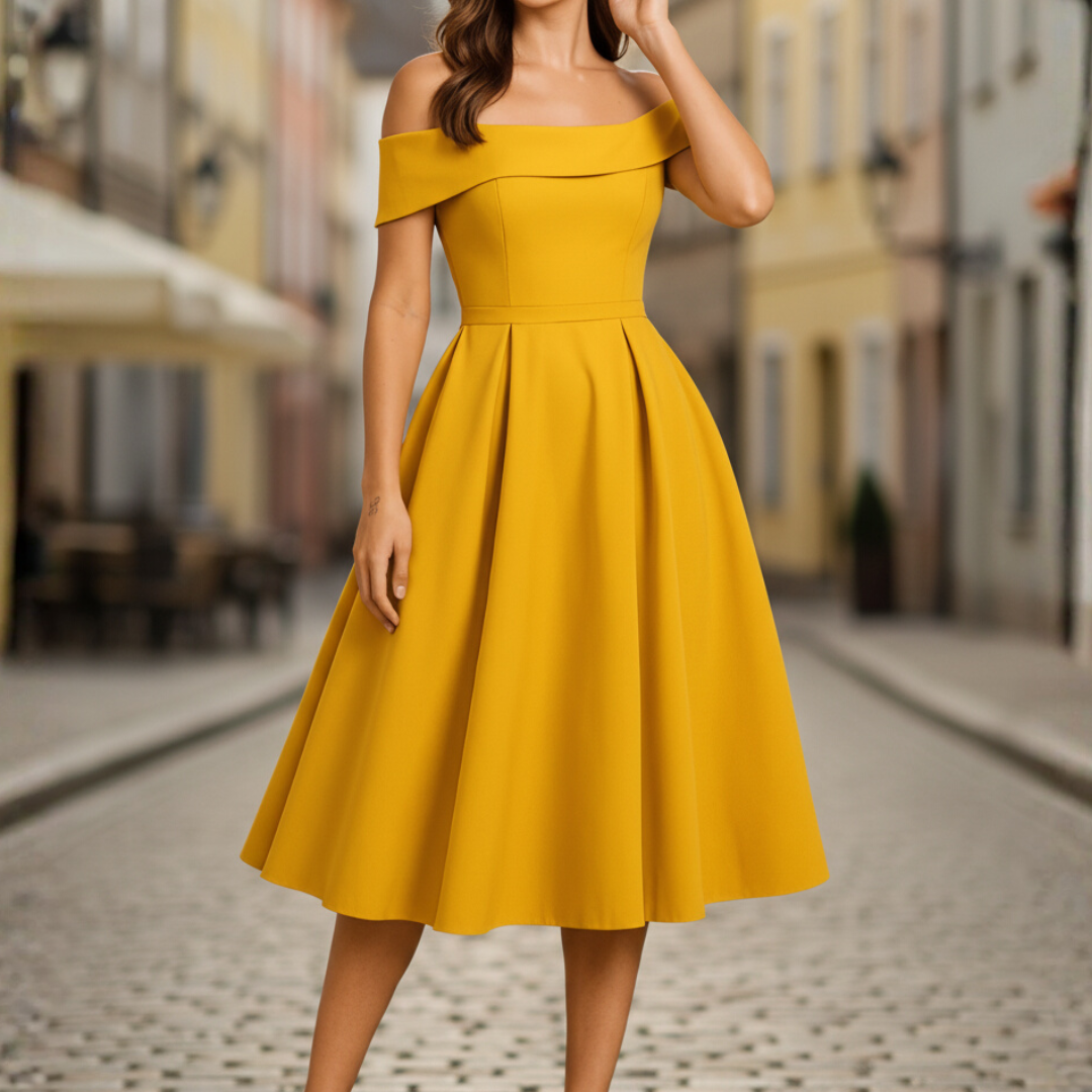 Women's Strapless Dress with Flared Skirt