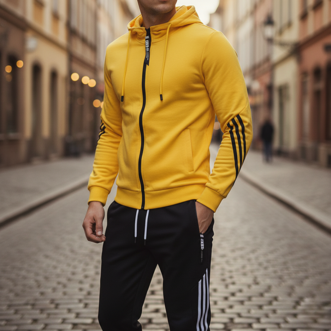 Men's Sports Tracksuit with Zip in Mixed Fibers