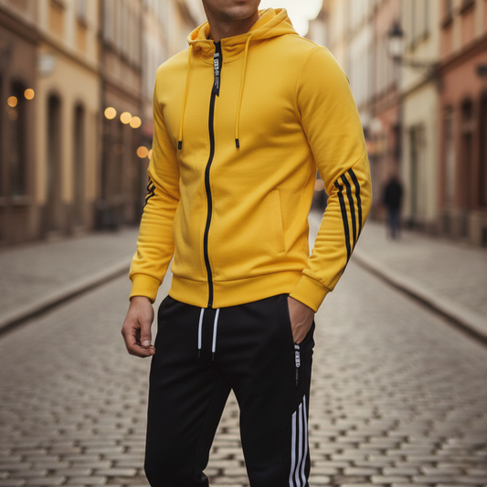 Men's Sports Tracksuit with Zip in Mixed Fibers